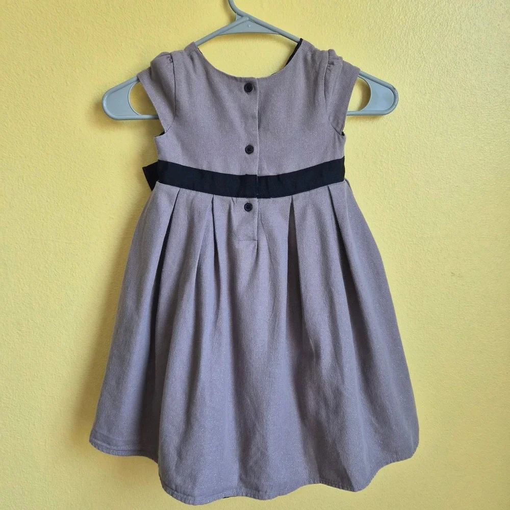 Carter's Dress Toddler 4 Taupe Excellent Metallic Bow Party Formal 271A263